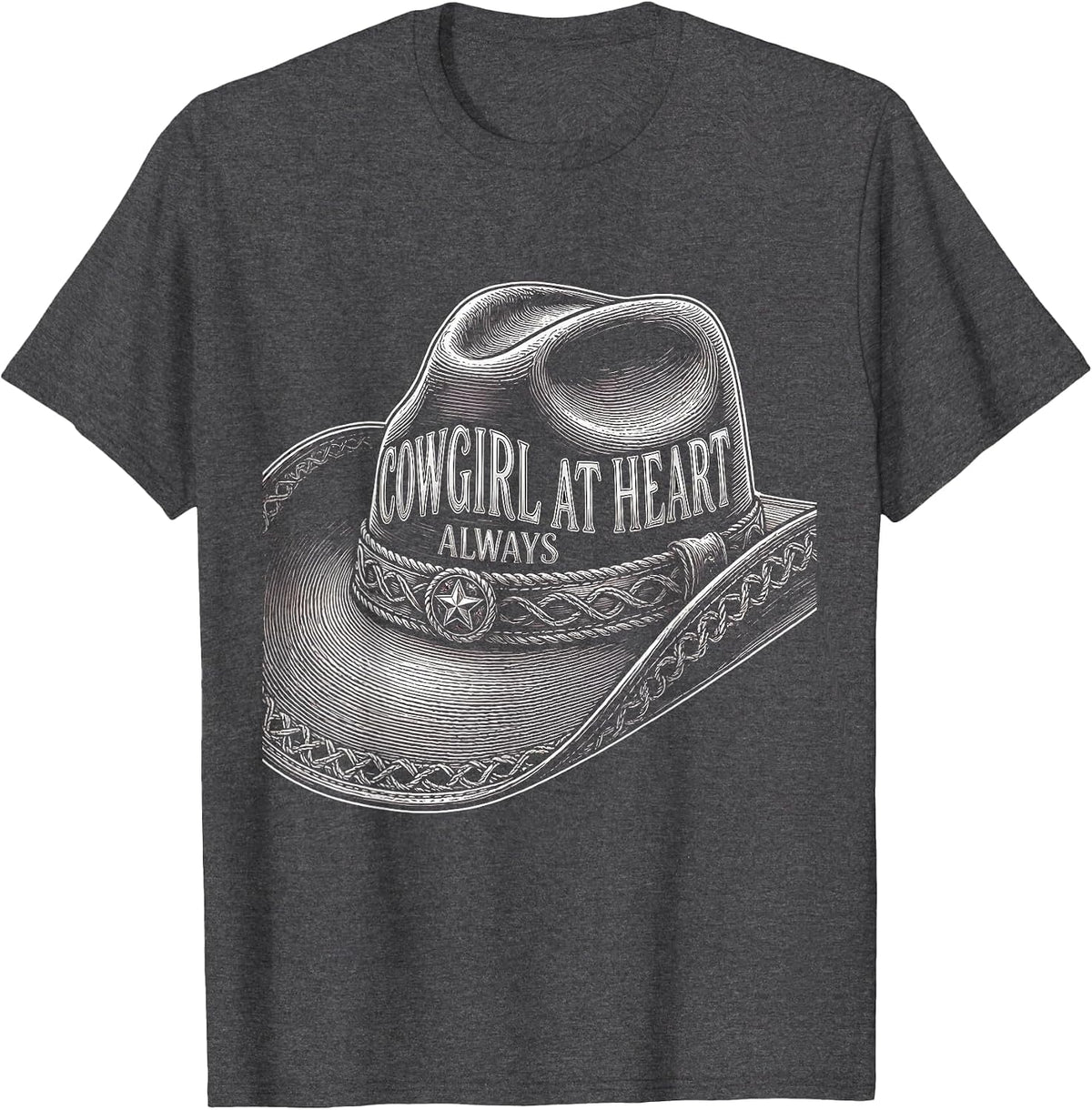 Men's Cowgirl At Heart Always Western Women Design T-Shirt - Dark Heather Grey