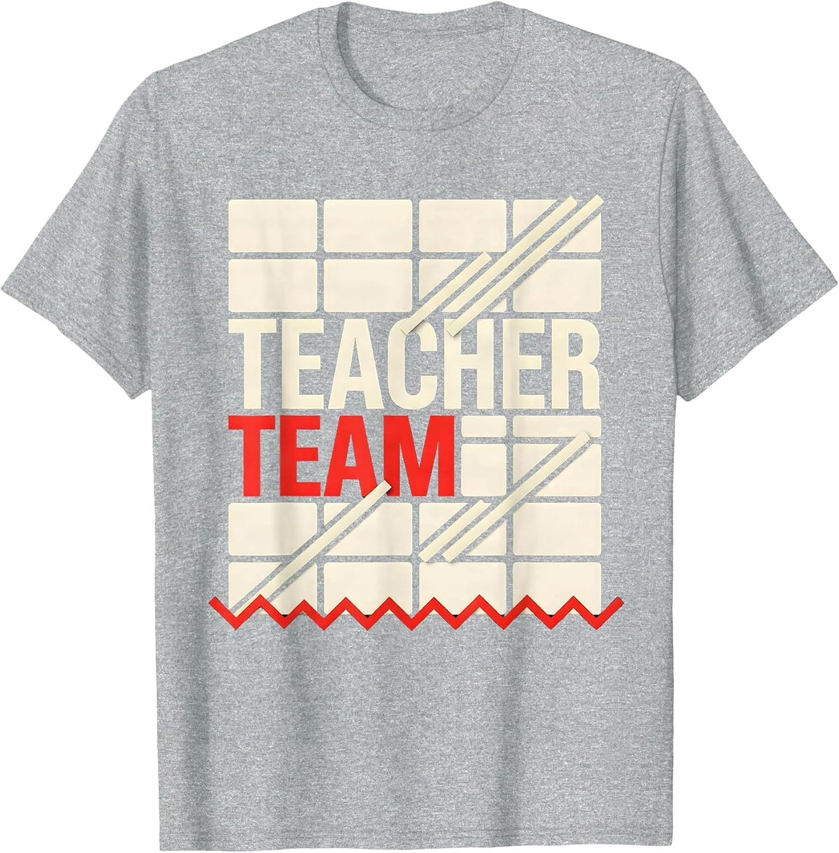 Men's Teacher Team Playful Teacher Crew New Wave Typography T-Shirt - Heather Grey