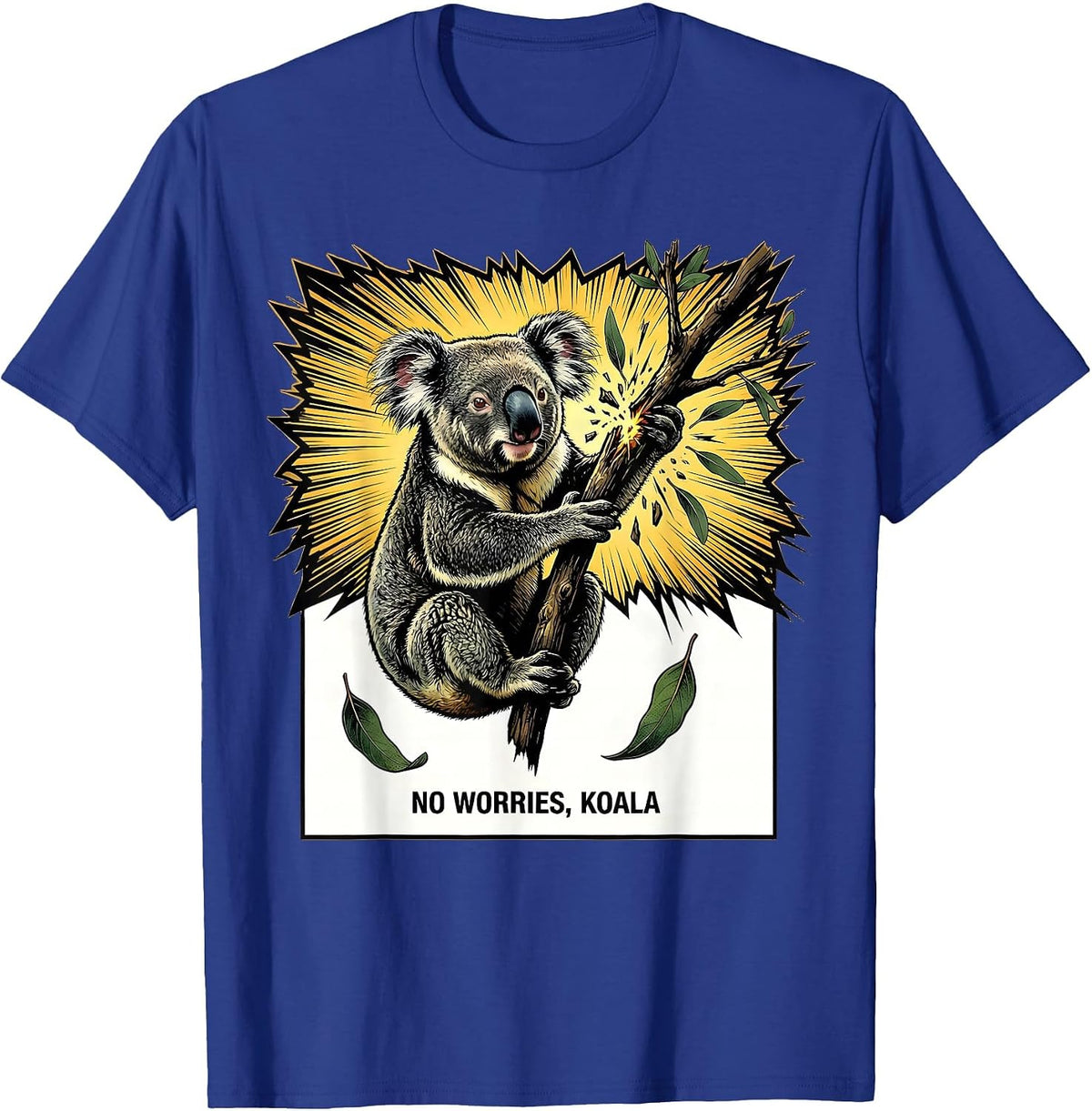 No Worries Koala Comic Book Aussie Wildlife Novelty T-Shirt - Royal Blue