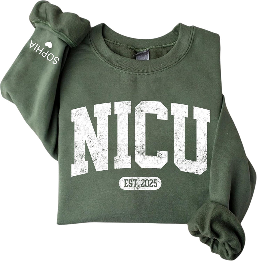 Chillever Personalized NICU Nurse Sweatshirt, Custom Neonatal Care Sweater, Nursing School Graduation Gift, Medical