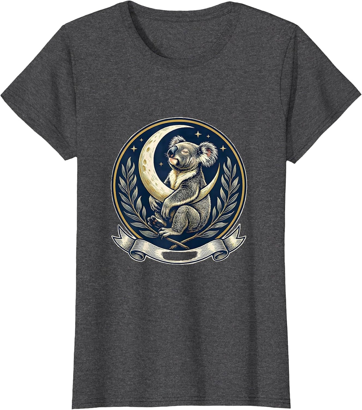 Women's Sleeping Koala Emblem Cute Animal Lover Gift T-Shirt - Dark Heather Grey