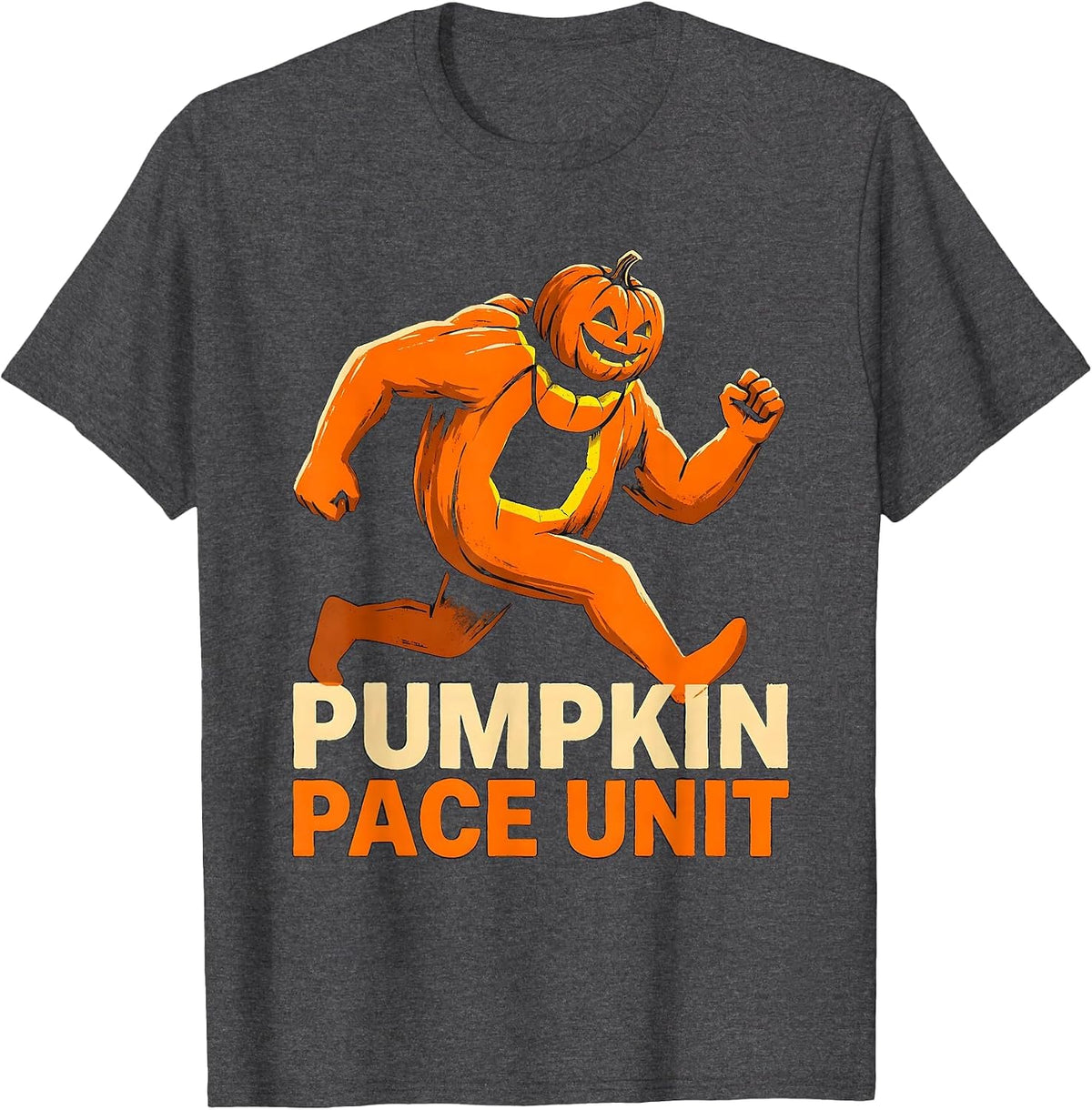 Pumpkin Pace Unit Funny Runner Halloween Costume Marathon T-Shirt - Dark Heather Grey