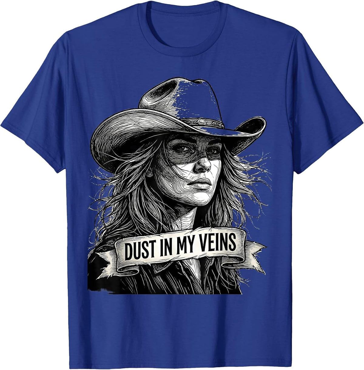 Men's Dust In My Veins Western Cowboy Design T-Shirt - Royal Blue