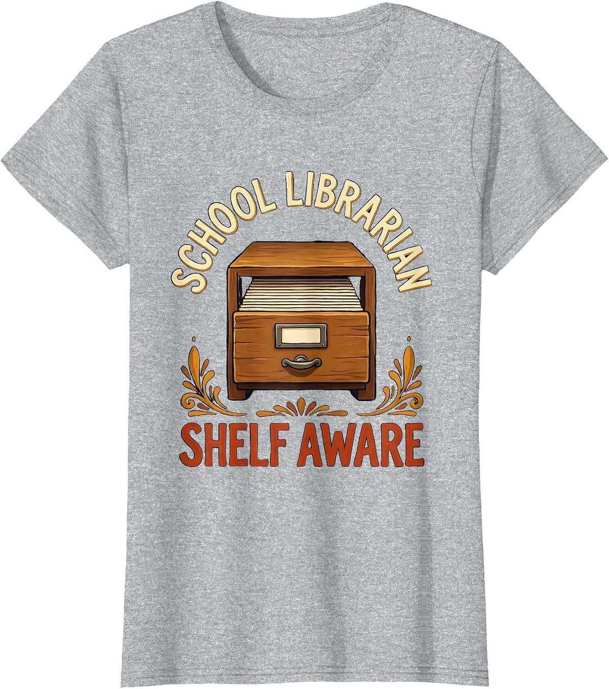 Women's School Librarian Shelf Aware Funny Book Lover Gift T-Shirt - Heather Grey