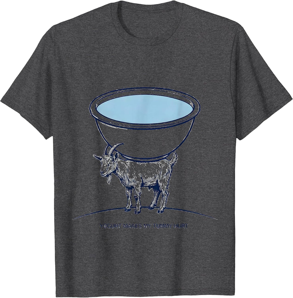 Yogurt Makes My Tummy Hurt Funny Bootleg Meme Humor T-Shirt - Dark Heather Grey