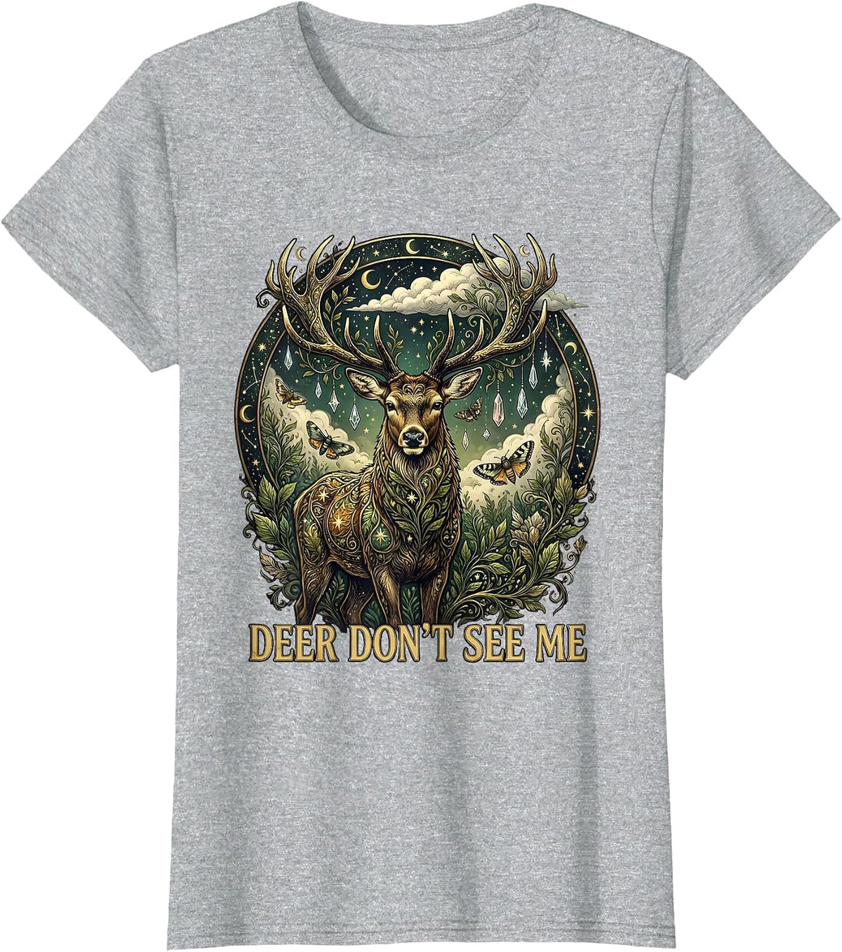 Deer Don't See Me Camo Hunting Design T-Shirt - Heather Grey