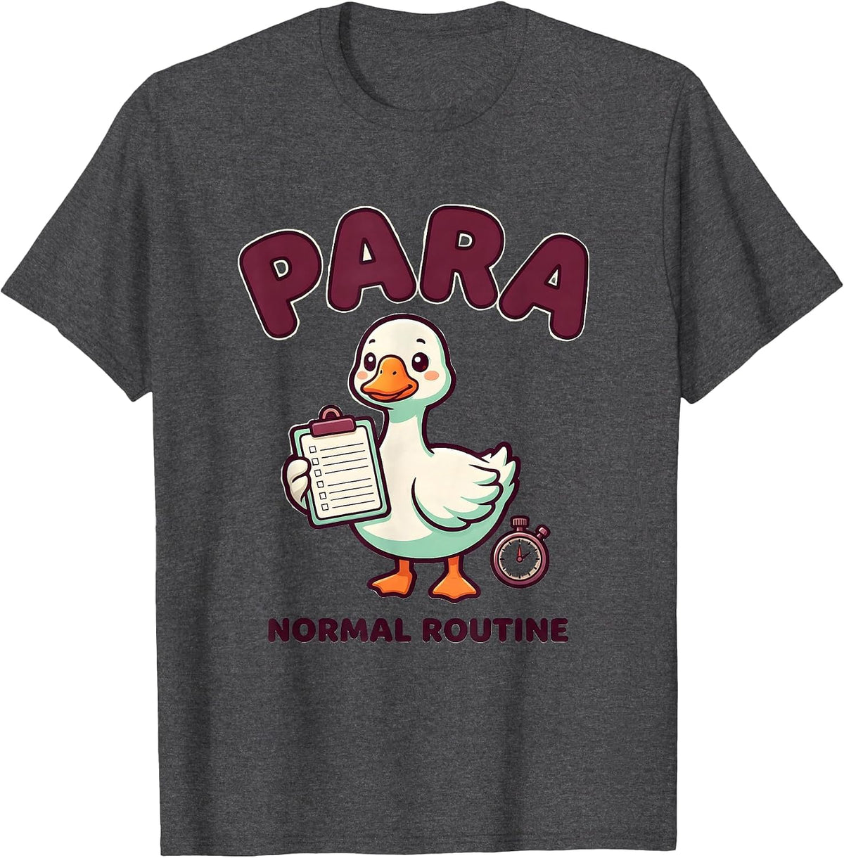 Para-Normal Routine Cute Kawaii Goose Paraprofessional Gift T-Shirt - Dark Heather Grey