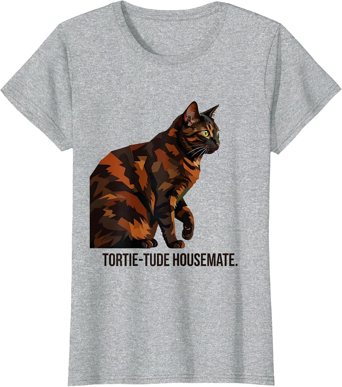 Tortie-Tude Housemate Playful Pet Owner Humor Tortoiseshell T-Shirt - Heather Grey