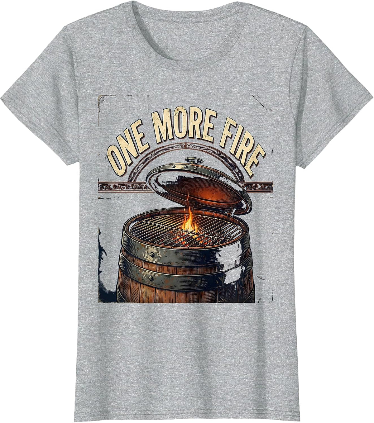 One More Fire Vintage BBQ Pitmaster Last Cookout Of Summer T-Shirt - Heather Grey