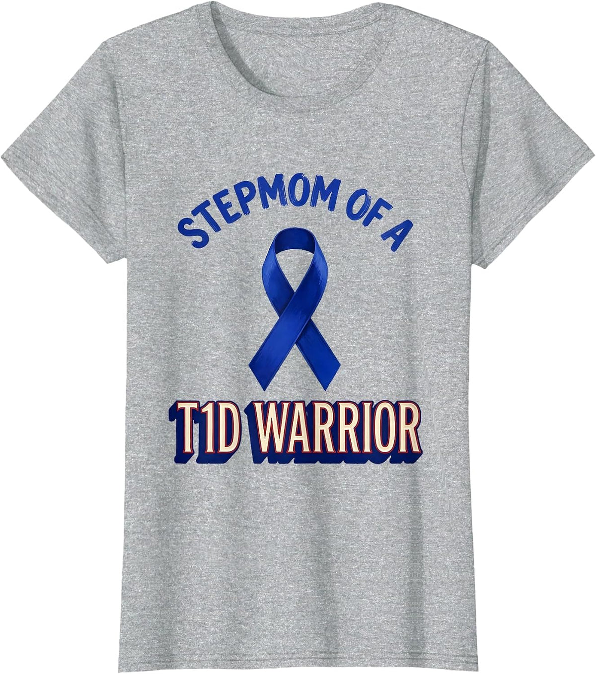 Stepmom Of A T1D Warrior Diabetes Awareness Support Squad T-Shirt - Heather Grey