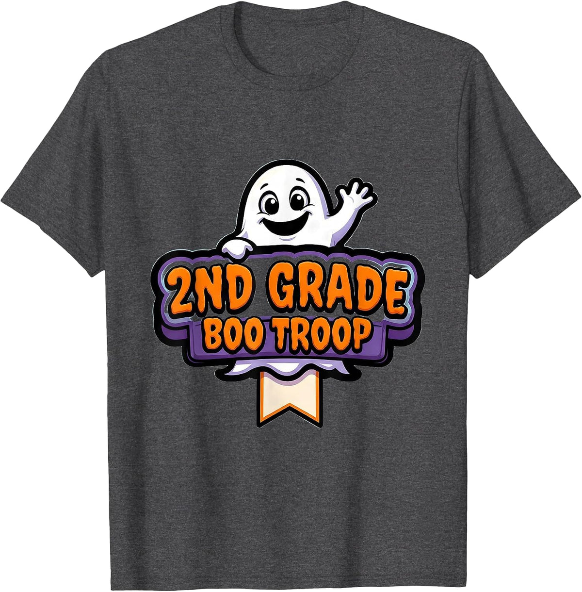 Men's 2nd Grade Boo Troop Spooky Second Grade Halloween Teacher T-Shirt - Dark Heather Grey