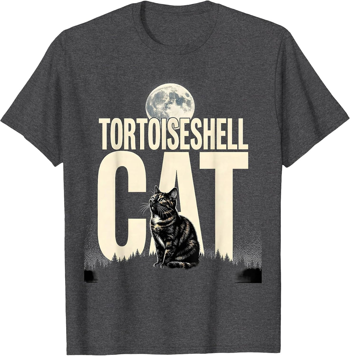 Men's Tortoiseshell Cat Howling at Moon Vintage Retro Cat Lover T-Shirt - Dark Heather Grey