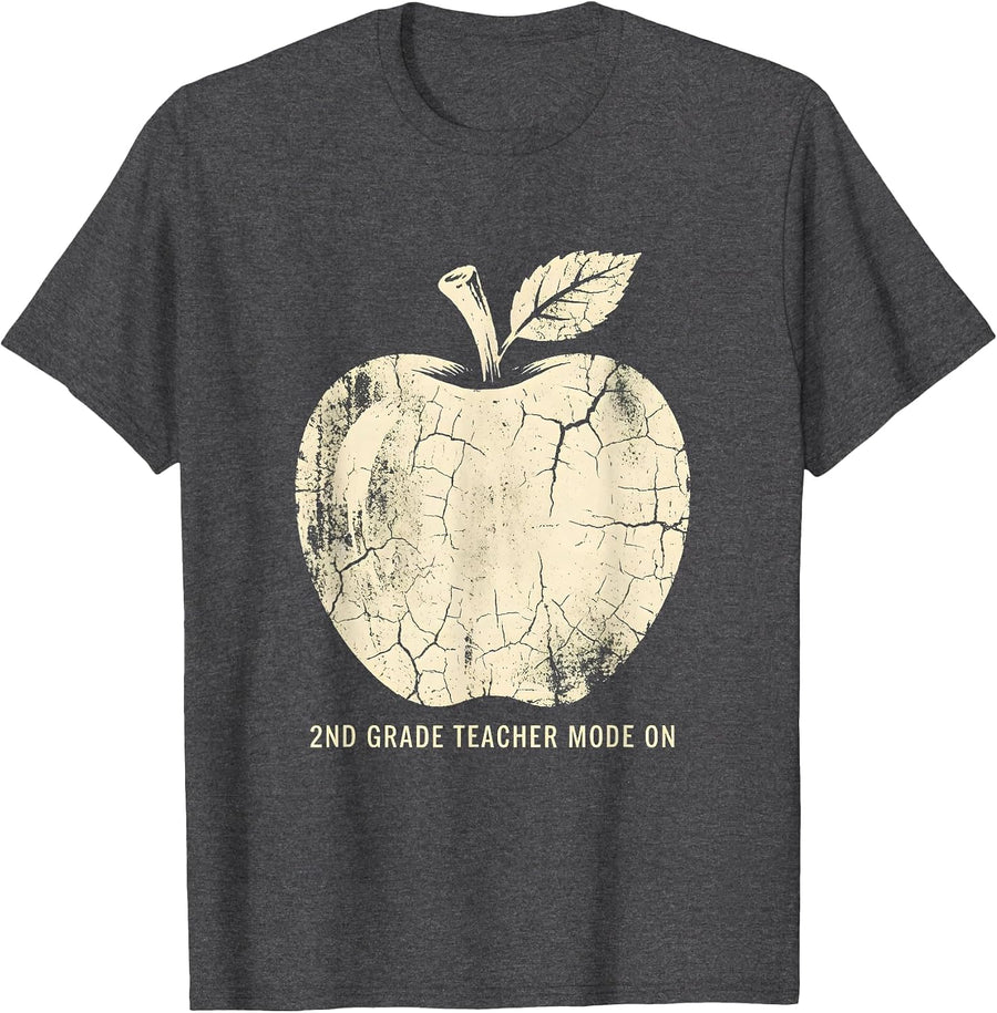 Men's 2nd Grade Teacher Mode On Educator Design T-Shirt - Dark Heather Grey