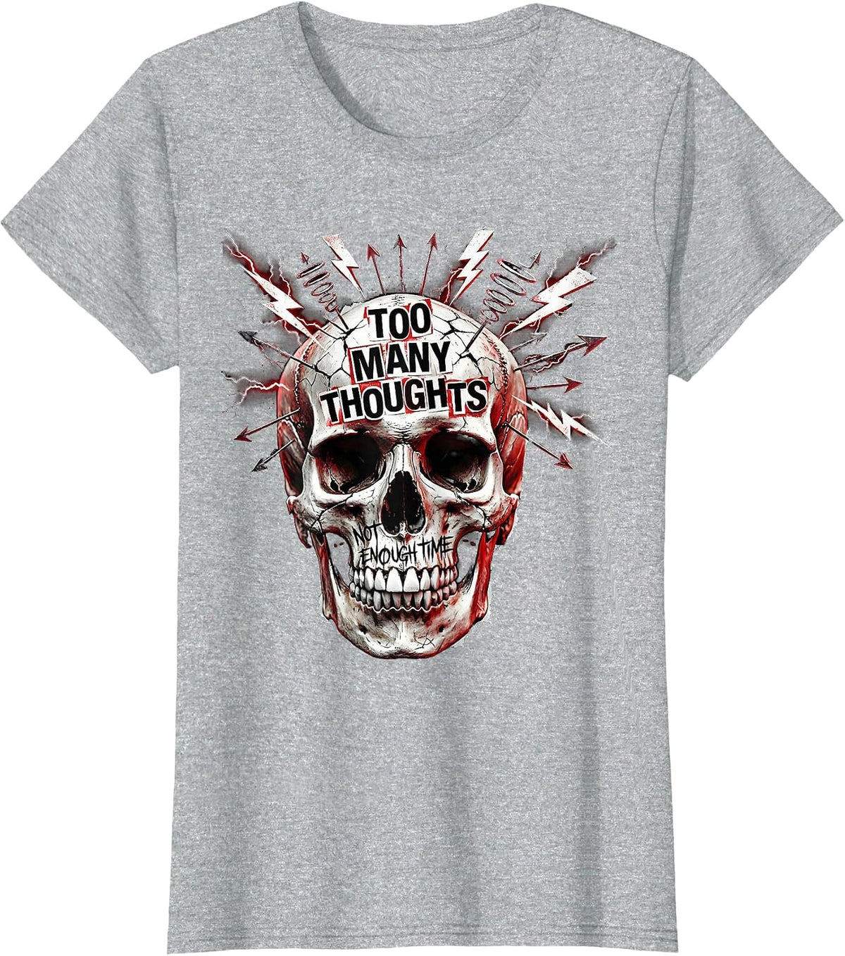 Too Many Thoughts Not Enough Time ADHD Design T-Shirt - Heather Grey