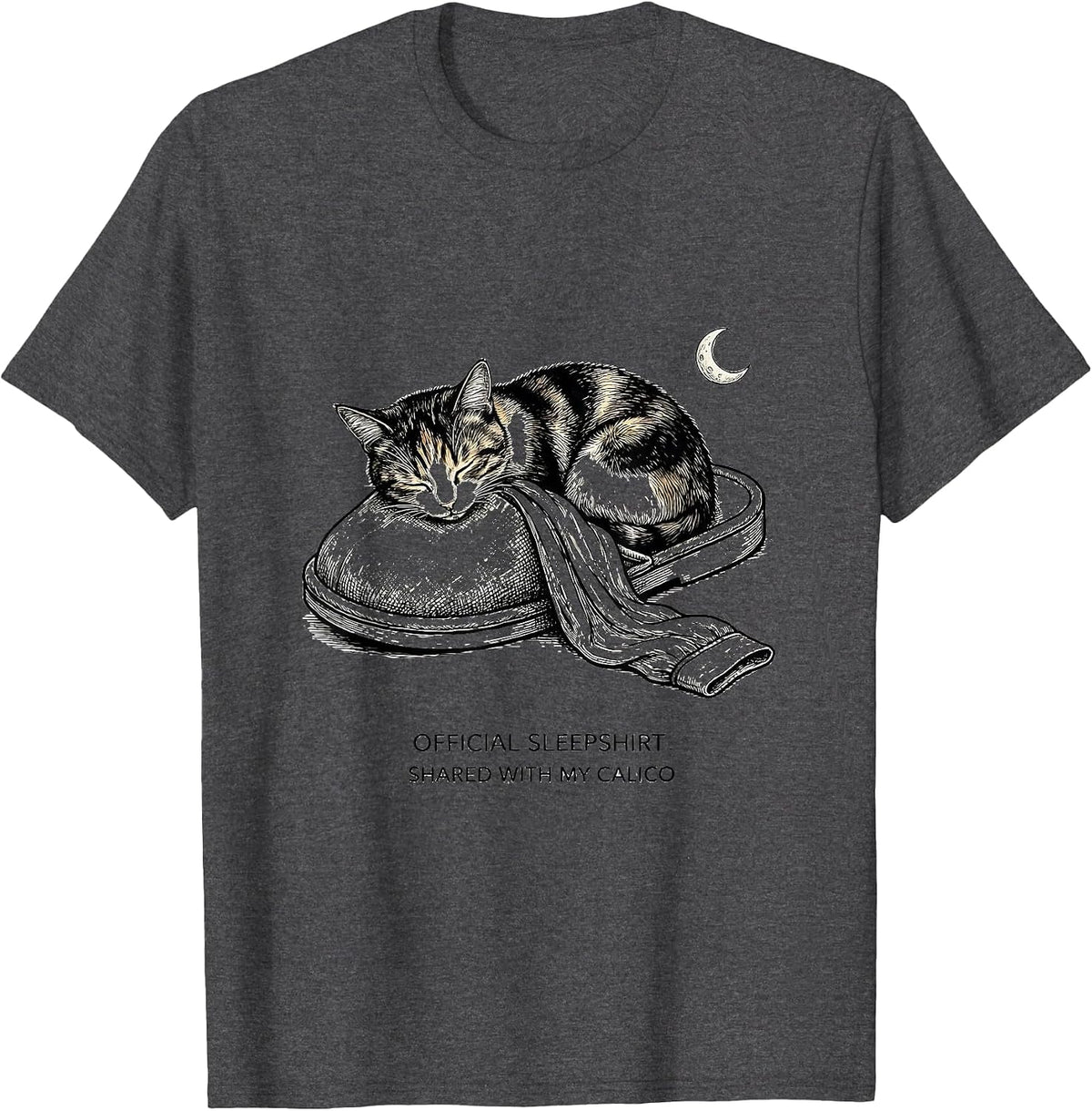 Men's Official Sleepshirt, Shared With My Calico Cat Lover T-Shirt - Dark Heather Grey