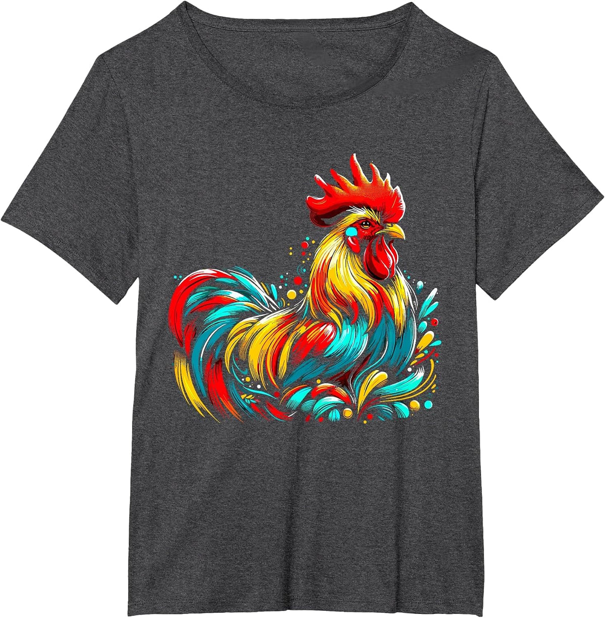 Chicken Colorful Farm Chicken T-Shirt - Dark Heather Grey