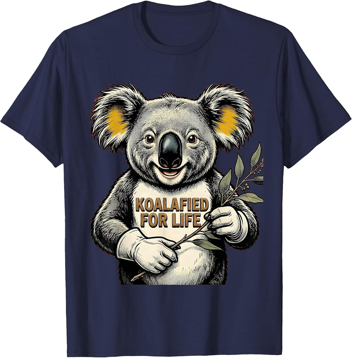 Koalafied For Life Funny Koala Lover Animal Pun Humor T-Shirt - Navy Blue