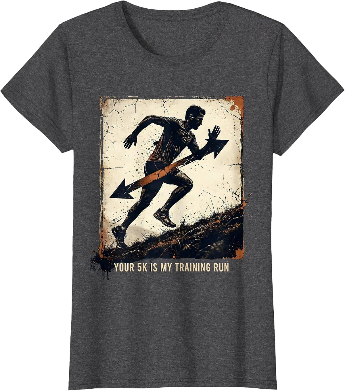 Women's Your 5K Is My Training Run Distressed Cross Country Runner T-Shirt - Dark Heather Grey
