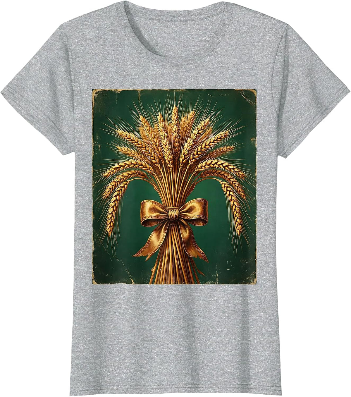 Oktoberfest Wheat and Barley Harvest Illustration T-Shirt - Heather Grey