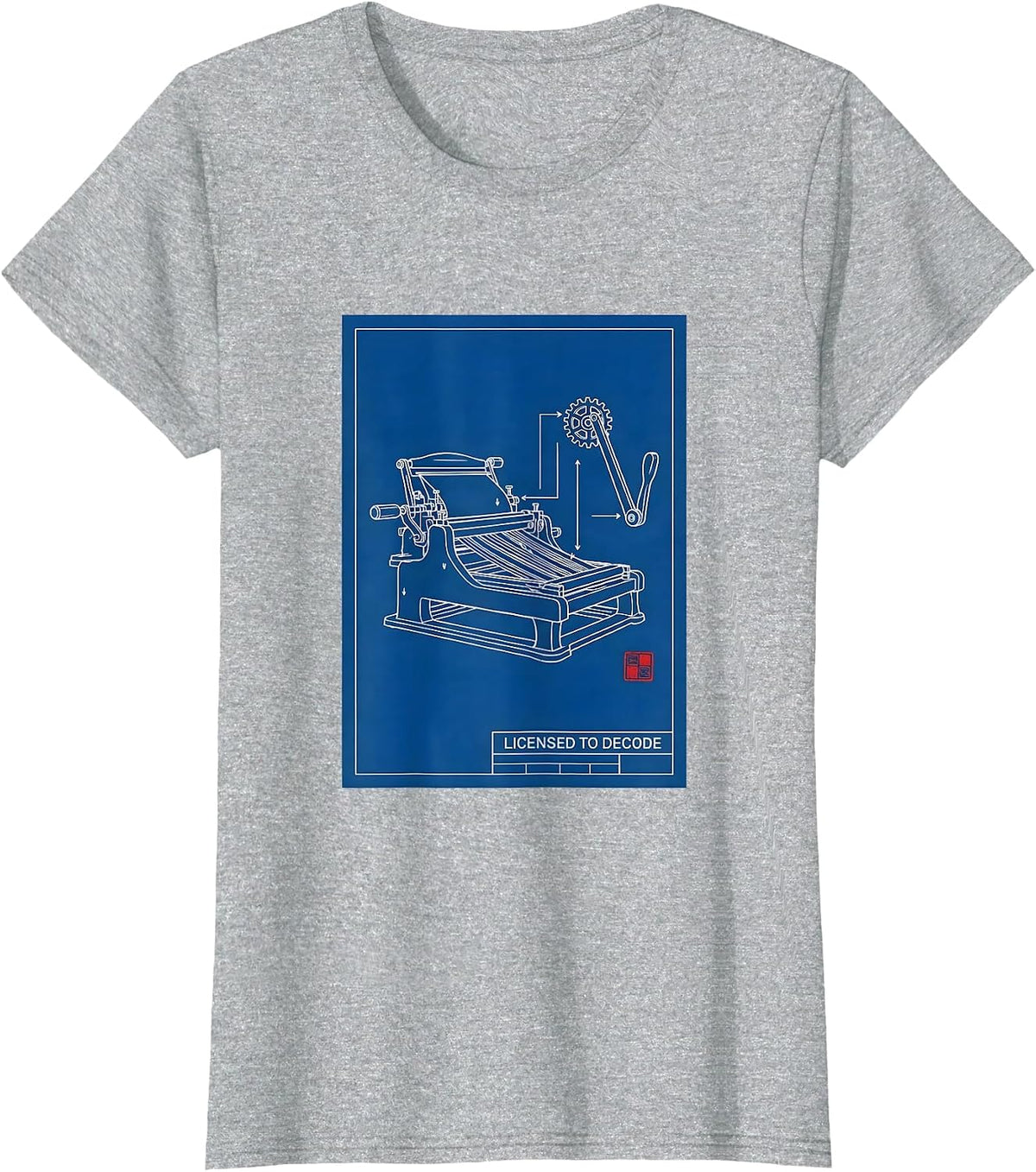 Women's Licensed To Decode Technical Blueprint Dyslexia Teacher T-Shirt - Heather Grey