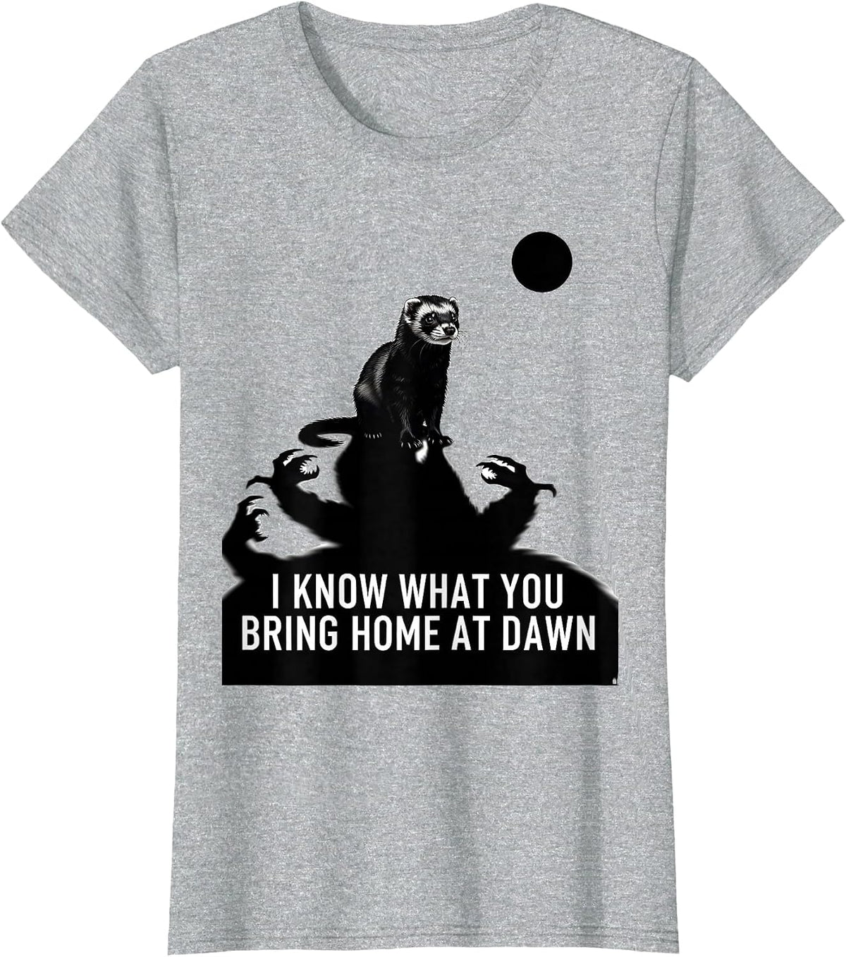 I Know What You Bring Home At Dawn Funny Ferret Anime T-Shirt - Heather Grey