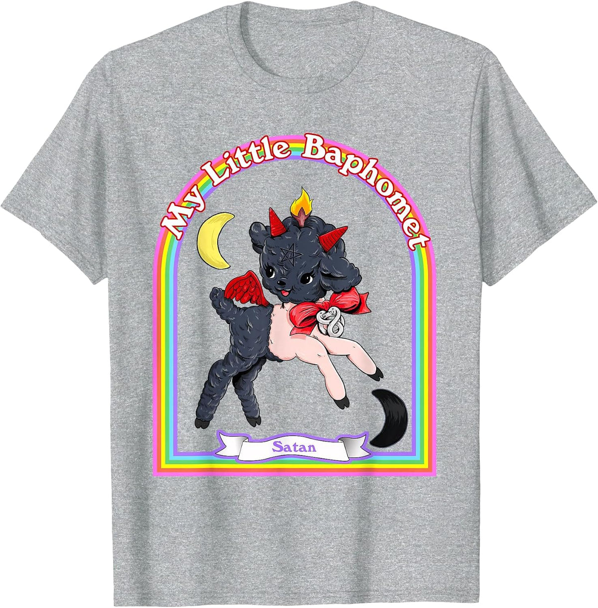 Baphomet Cute Satan Kawaii Retro Vintage Satanic Atheist T-Shirt - Heather Grey