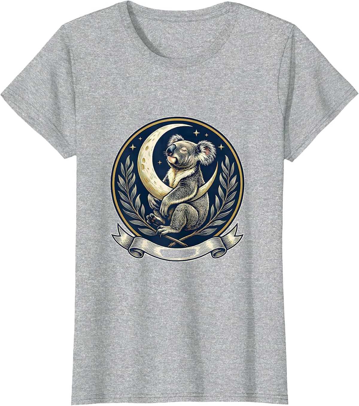 Women's Sleeping Koala Emblem Cute Animal Lover Gift T-Shirt - Heather Grey