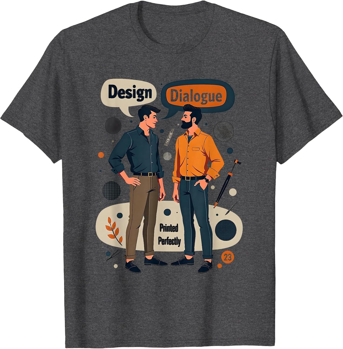 Design Dialogue Printed Perfectly Graphic T-Shirt - Dark Heather Grey