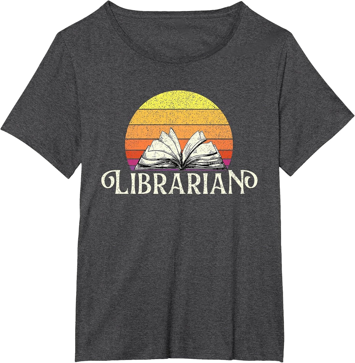 Librarian - Retro School Library Cataloger Book Collector T-Shirt - Dark Heather Grey