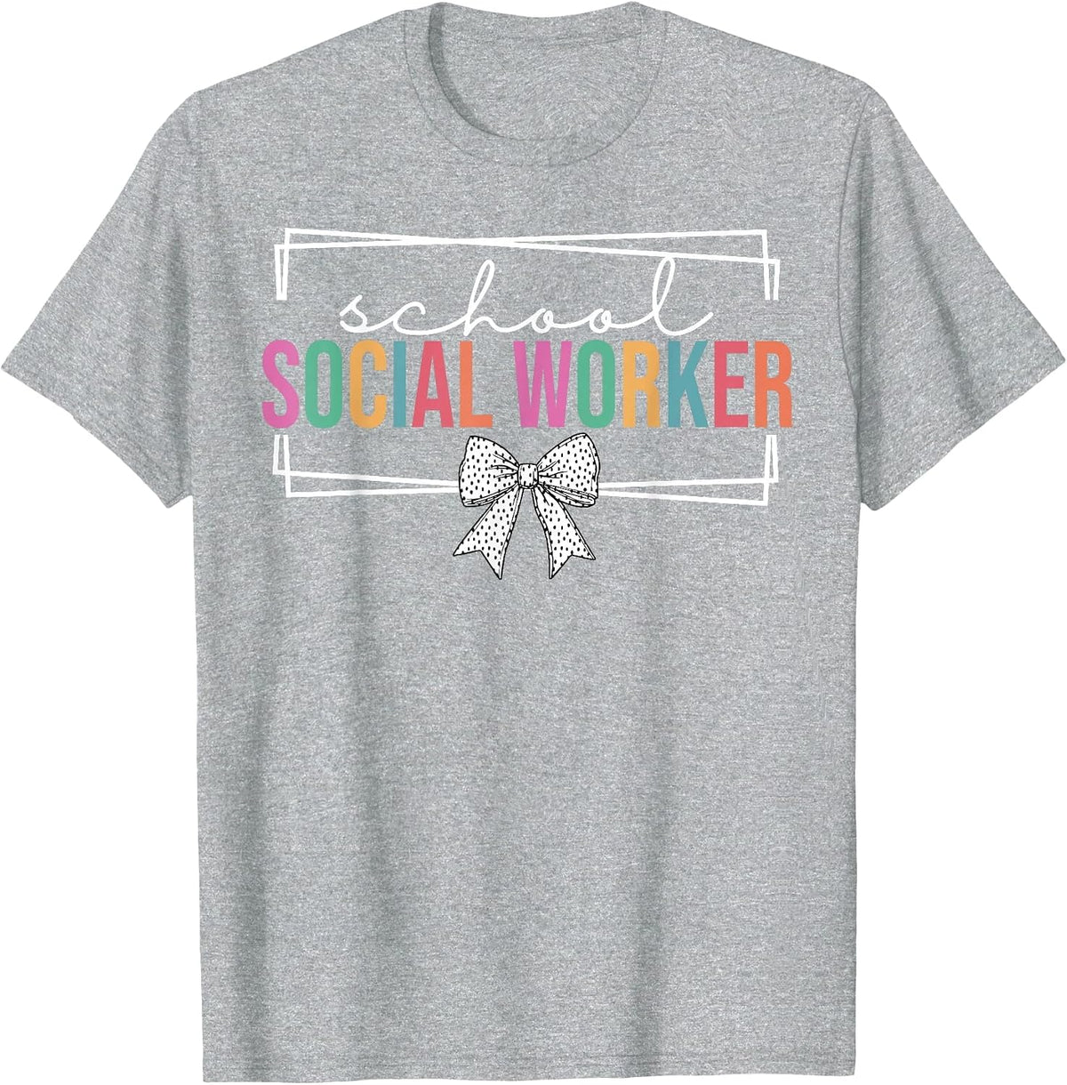 Retro School Social Worker Coquette Bow Social Work Month T-Shirt - Heather Grey