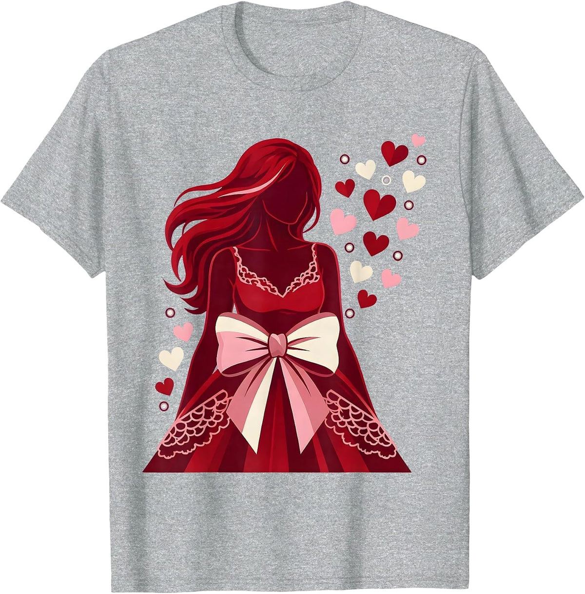 Men's Mimi Love Hearts Silhouette Graphic Design T-Shirt - Heather Grey