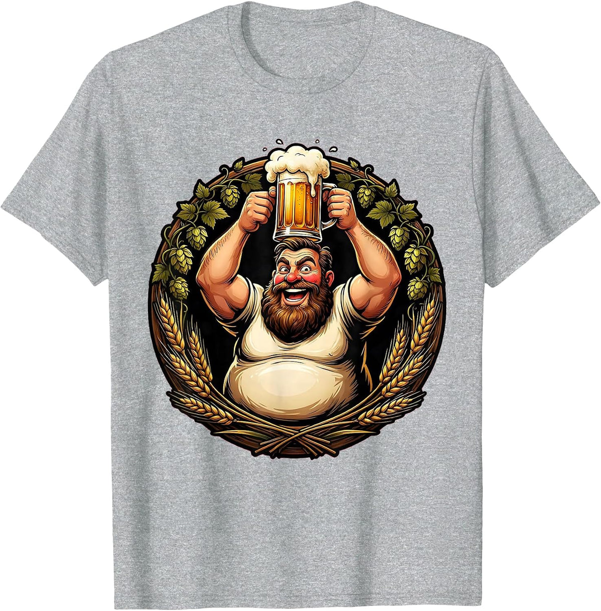 Men's Prost Bearded Tankard Raise Celebration Graphic T-Shirt - Heather Grey