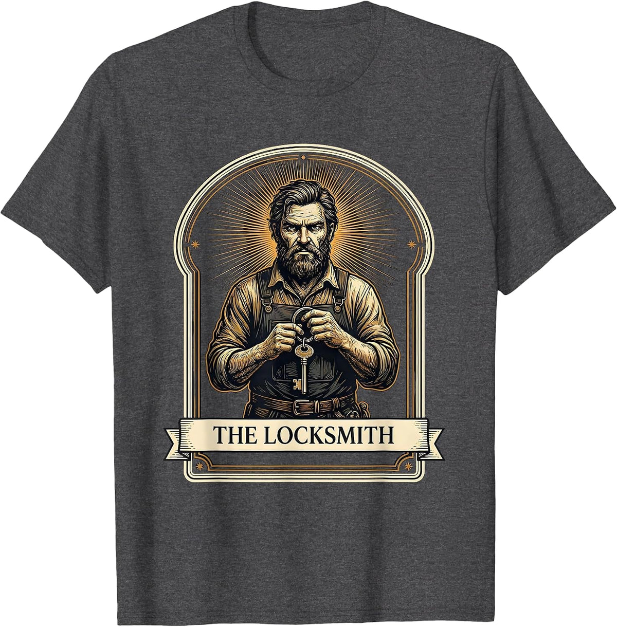 The Locksmith Tarot Card Funny Occupation Parody Gift T-Shirt - Dark Heather Grey