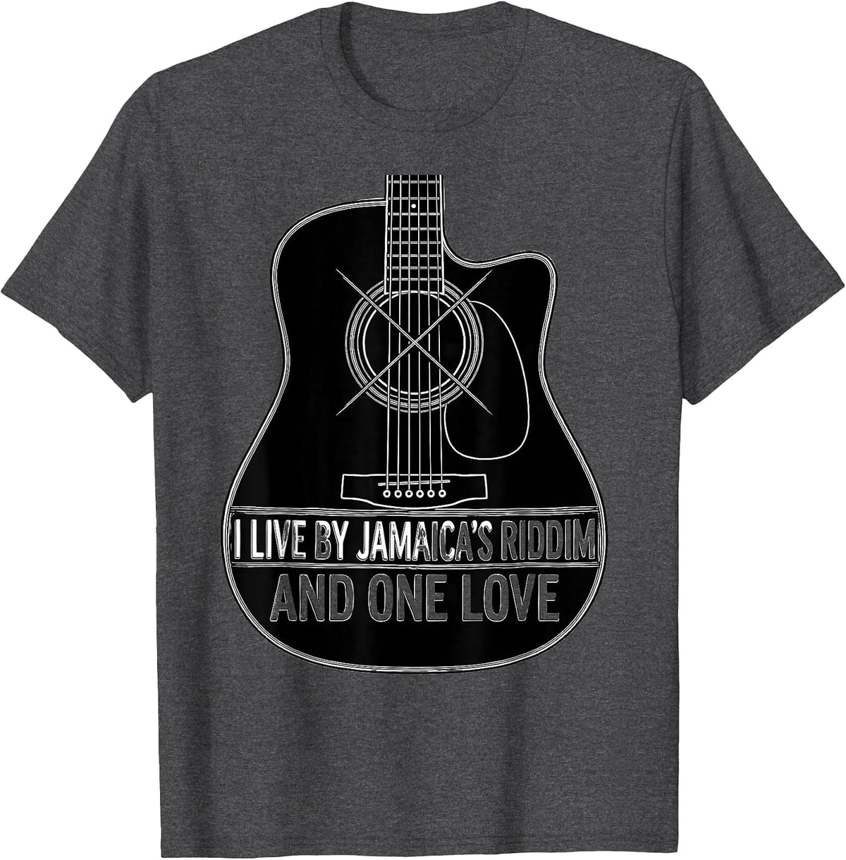 Men's I Live By Jamaica's Riddim And One Love Jamaican Pride T-Shirt - Dark Heather Grey