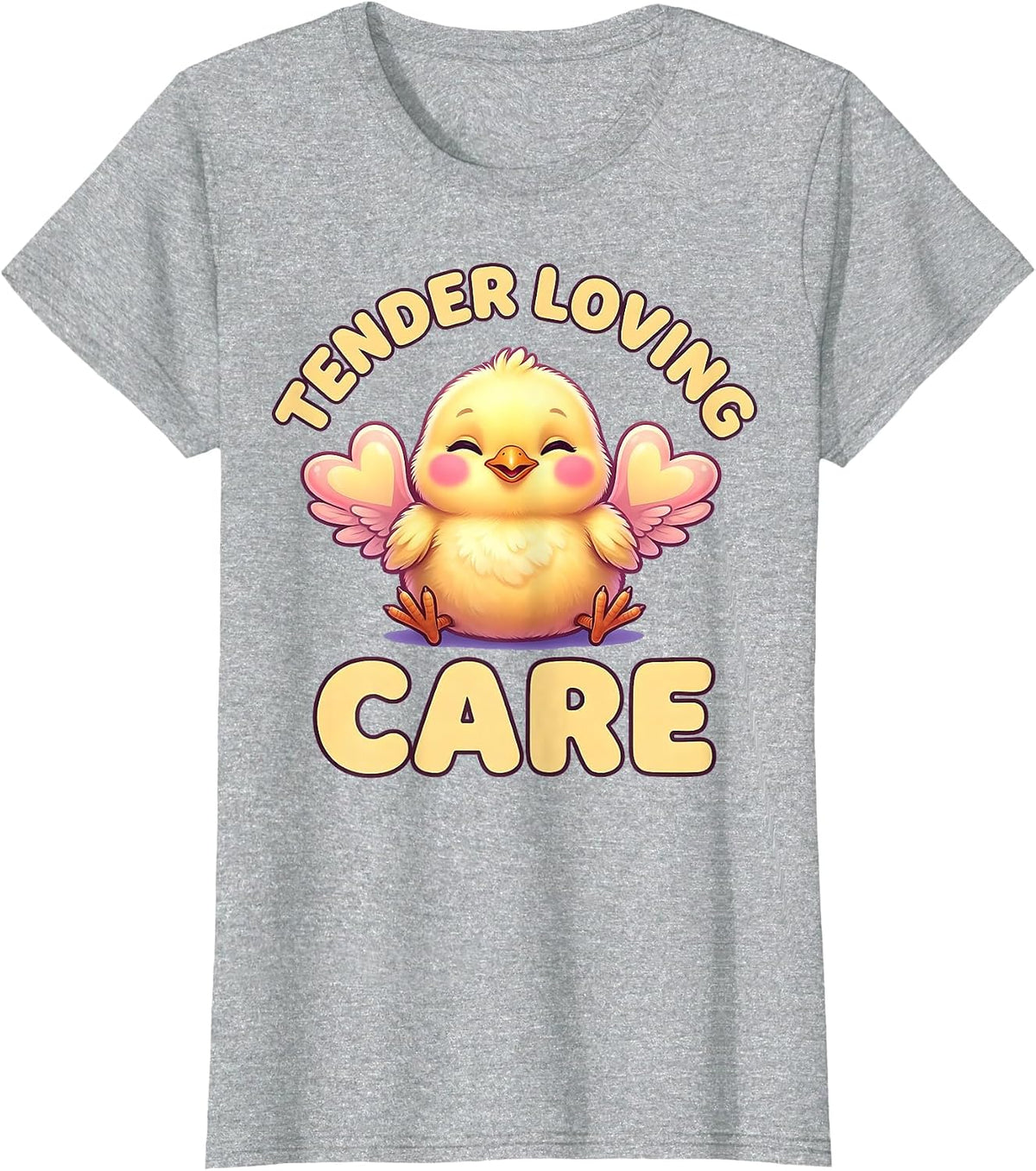 Tender Loving Care Chicken Graphic Design T-Shirt - Heather Grey
