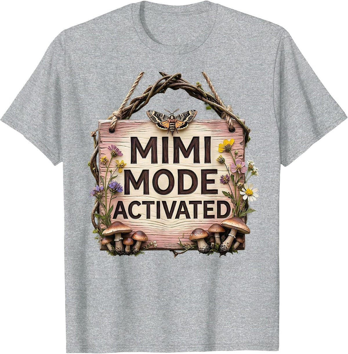 Men's Mimi Mode Activated Fun Grandma Design T-Shirt - Heather Grey