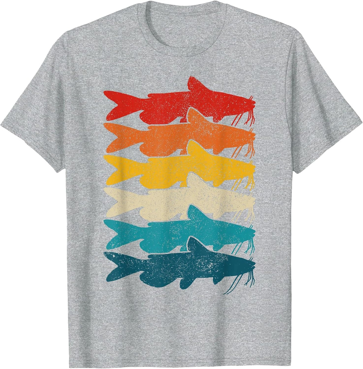 Channel Catfish Vintage Fish Catfish Fishing T-Shirt - Heather Grey