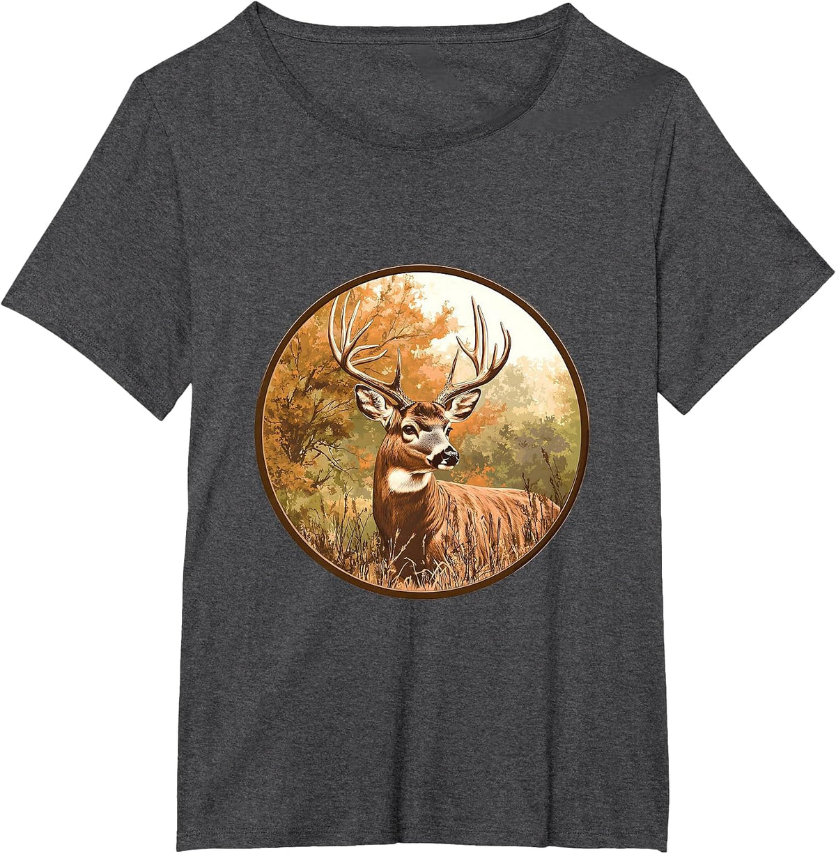 Vintage Whitetail Buck Deer Retro Graphic Design for Hunters T-Shirt - Dark Heather Grey