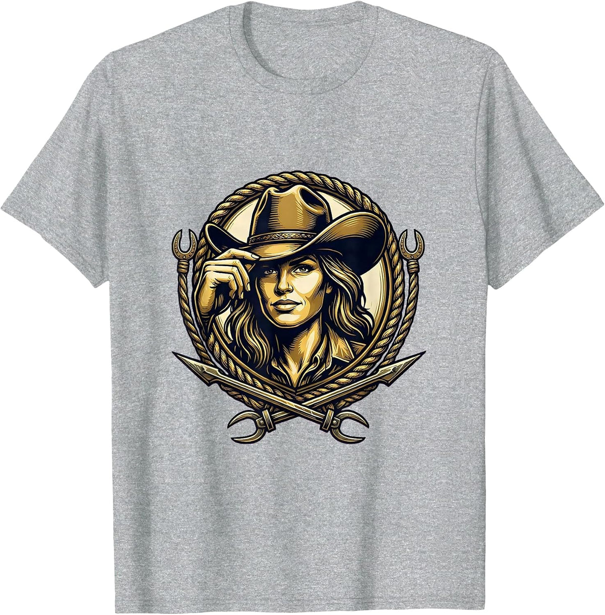 Men's Confident Cowboy Hat Tip Western Graphic Design T-Shirt - Heather Grey