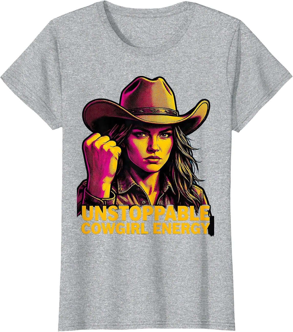 Unstoppable Cowgirl Energy Western Design T-Shirt - Heather Grey