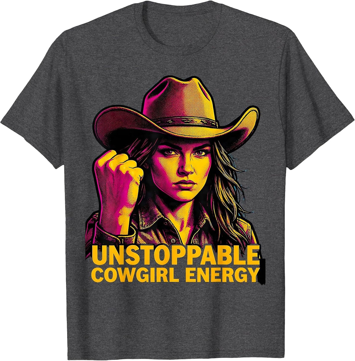 Unstoppable Cowgirl Energy Western Design T-Shirt - Dark Heather Grey