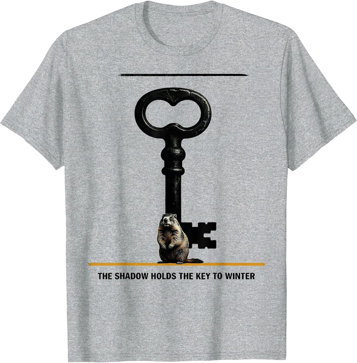 Men's The Shadow Holds The Key To Winter Funny Groundhog Day T-Shirt - Heather Grey