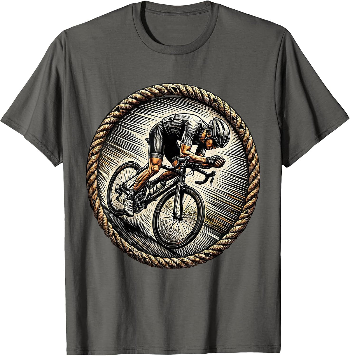 Men's Downhill Cyclist Speed Rush Graphic Tee T-Shirt - Asphalt Grey