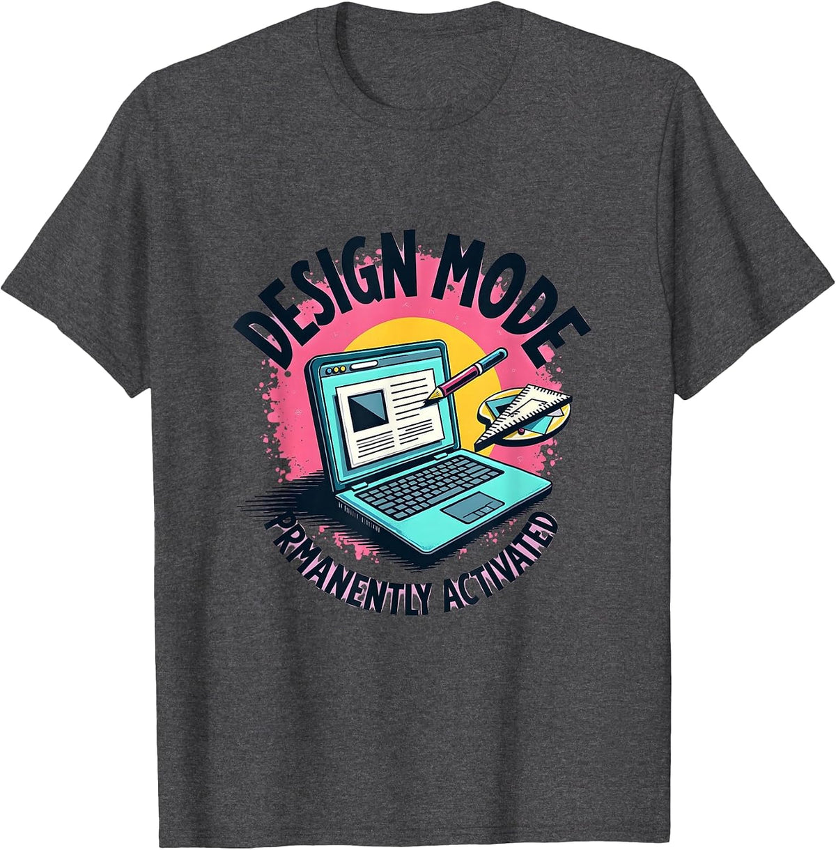 Design Mode Permanently Activated Graphic T-Shirt - Dark Heather Grey