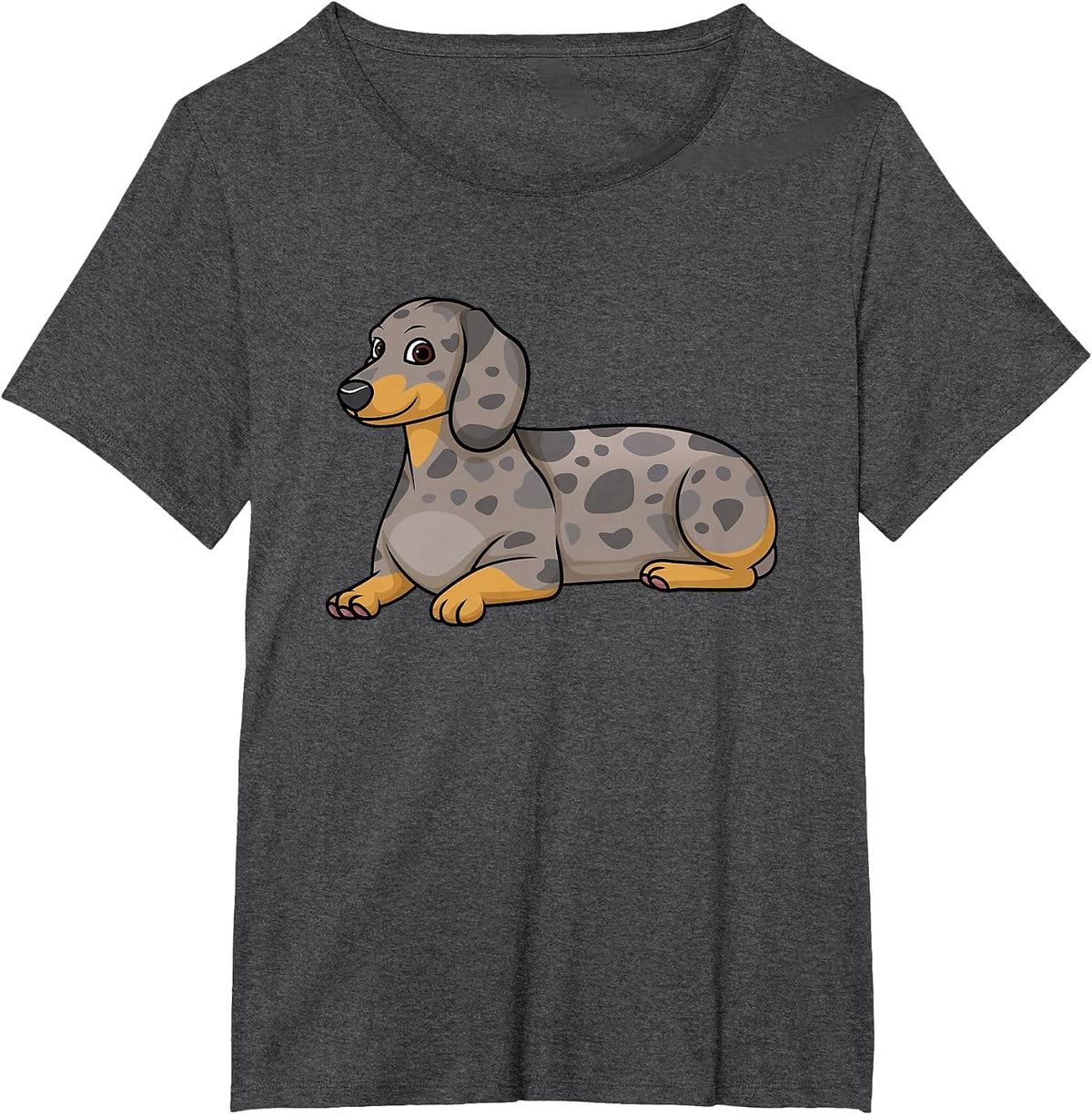 Dapple Dachshund Dog Lying Down T-Shirt - Dark Heather Grey