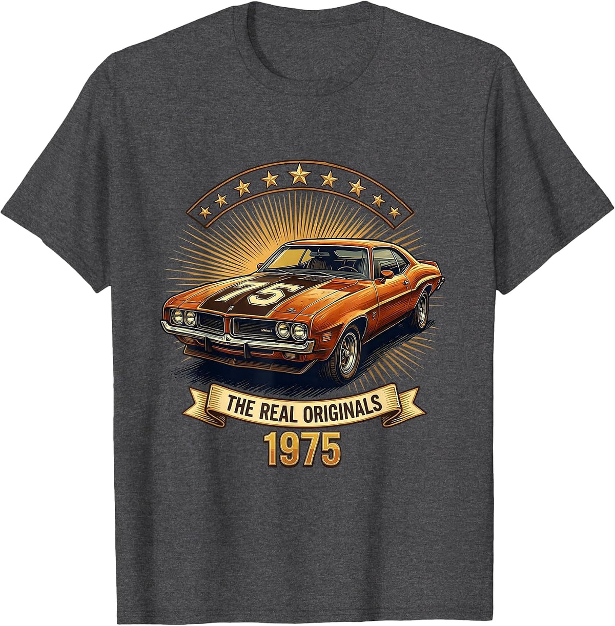 1975 The Real Originals Vintage Birthday Design T-Shirt - Dark Heather Grey