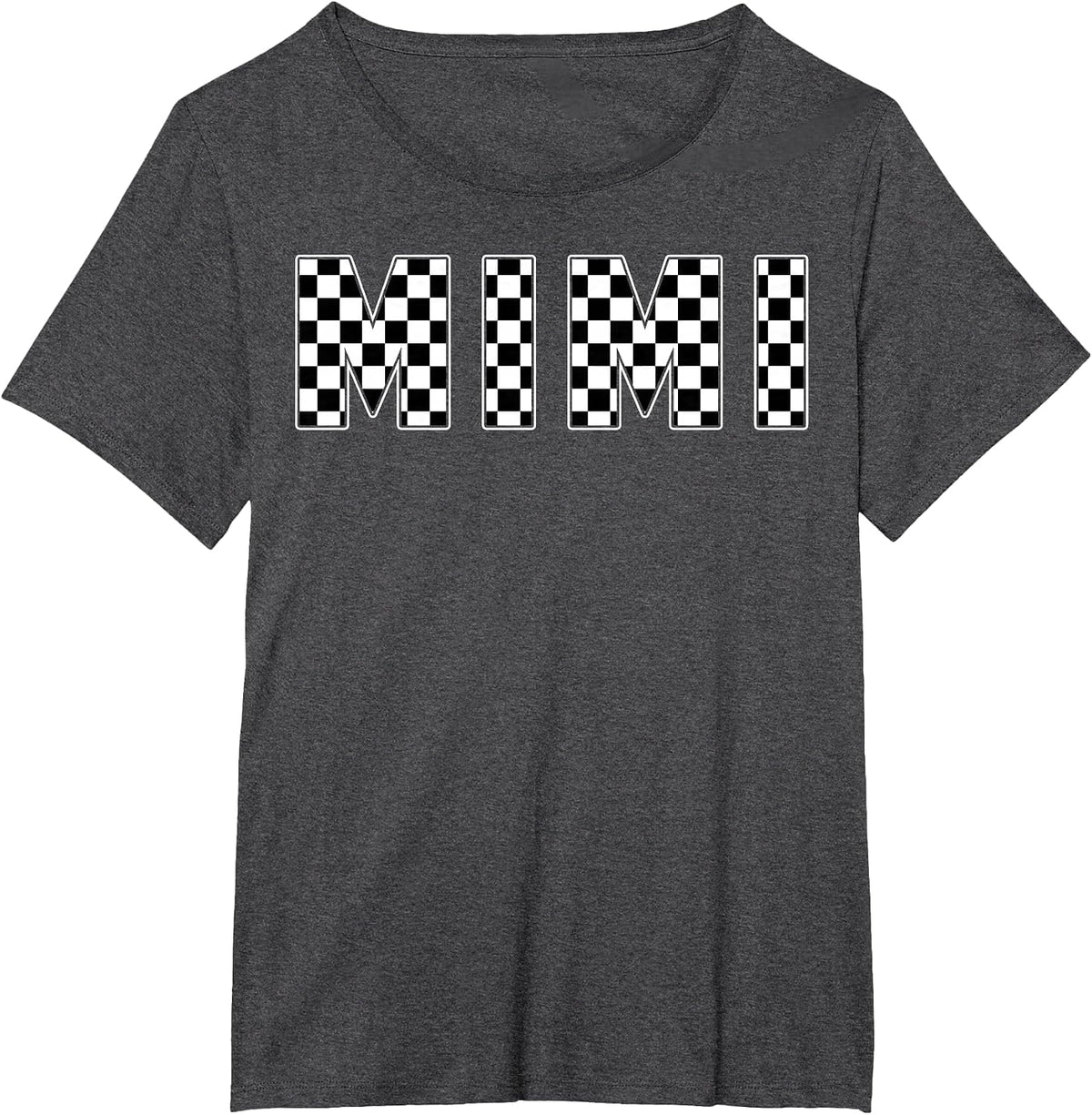 Mimi Racing Race Car Mimi Checkered Flag Pit Crew Bday T-Shirt - Dark Heather Grey