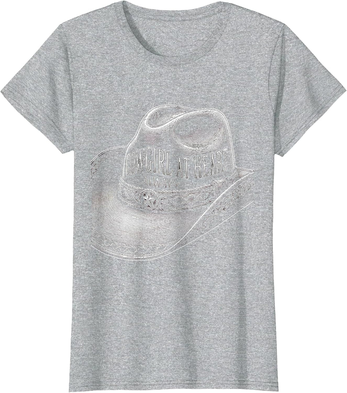 Women's Cowgirl At Heart Always Western Women Design T-Shirt - Heather Grey