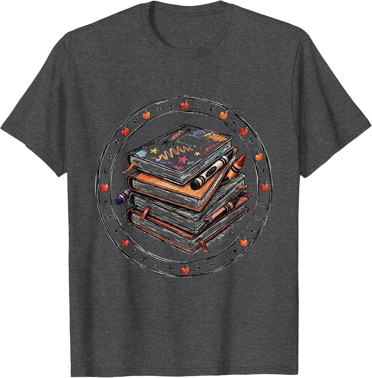 2nd Grade Teacher Composition Notebooks Graphic T-Shirt - Dark Heather Grey
