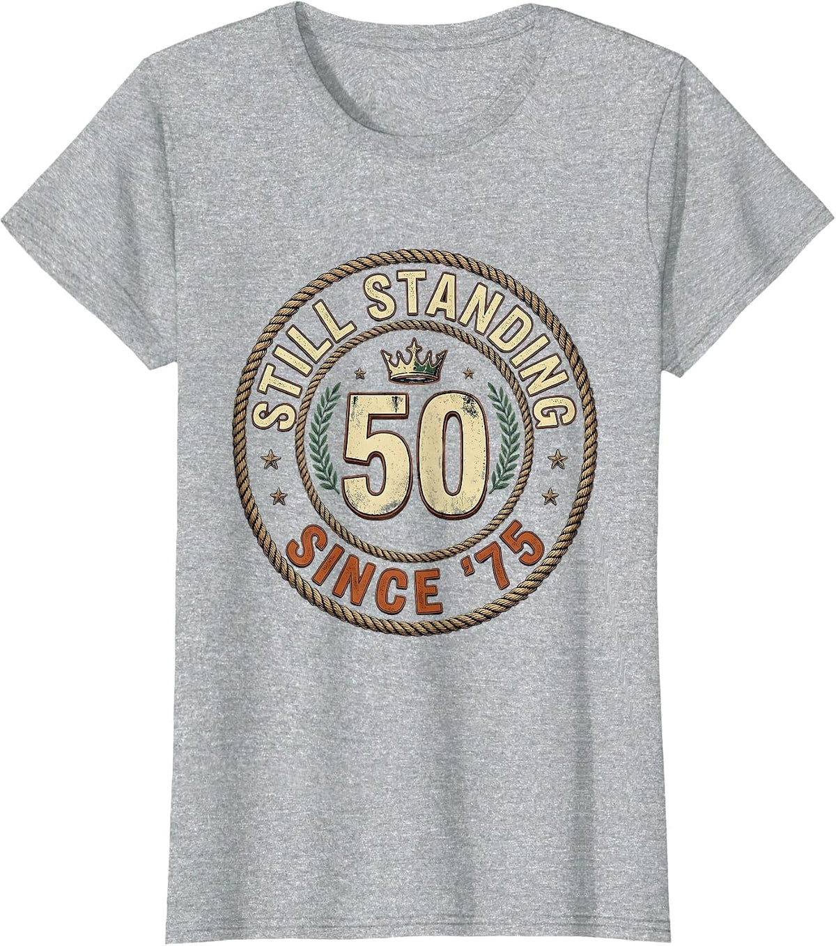 Still Standing Since '75 Vintage Badge Design T-Shirt - Heather Grey